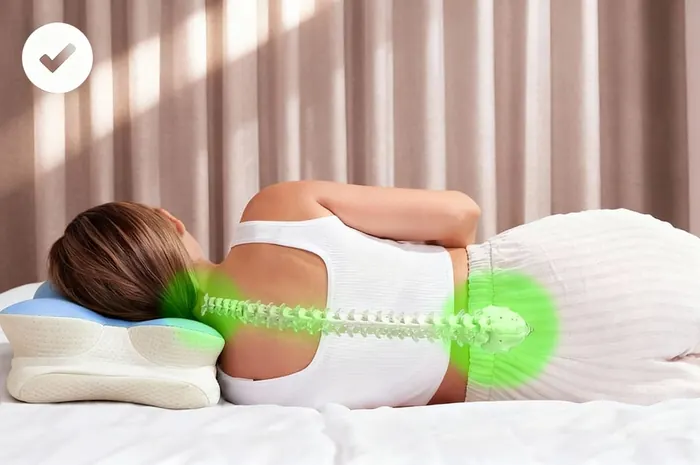 Proper spinal alignment with the Melara Max butterfly-contour pillow
